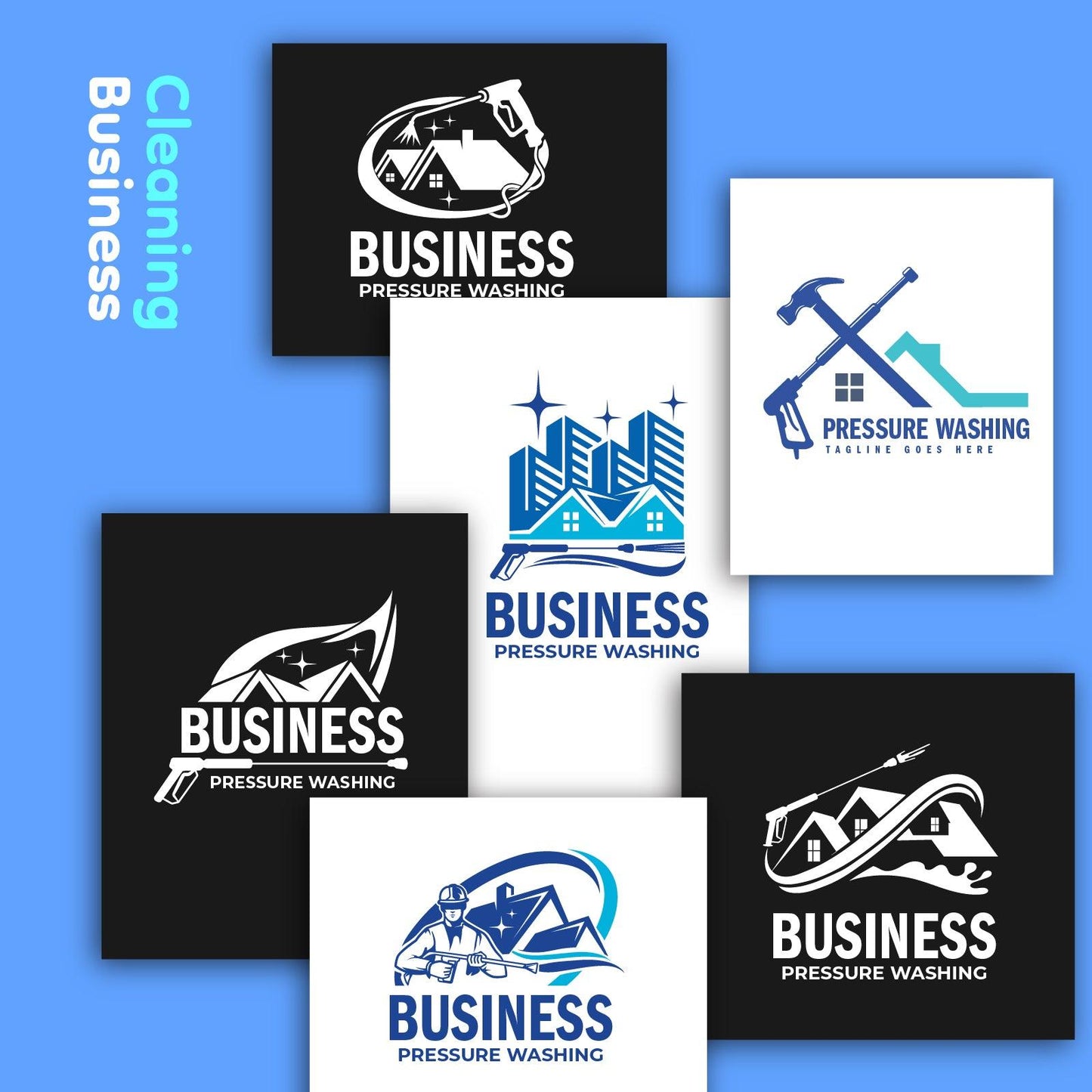 45 Pressure Washing Logo Bundle for Small Business