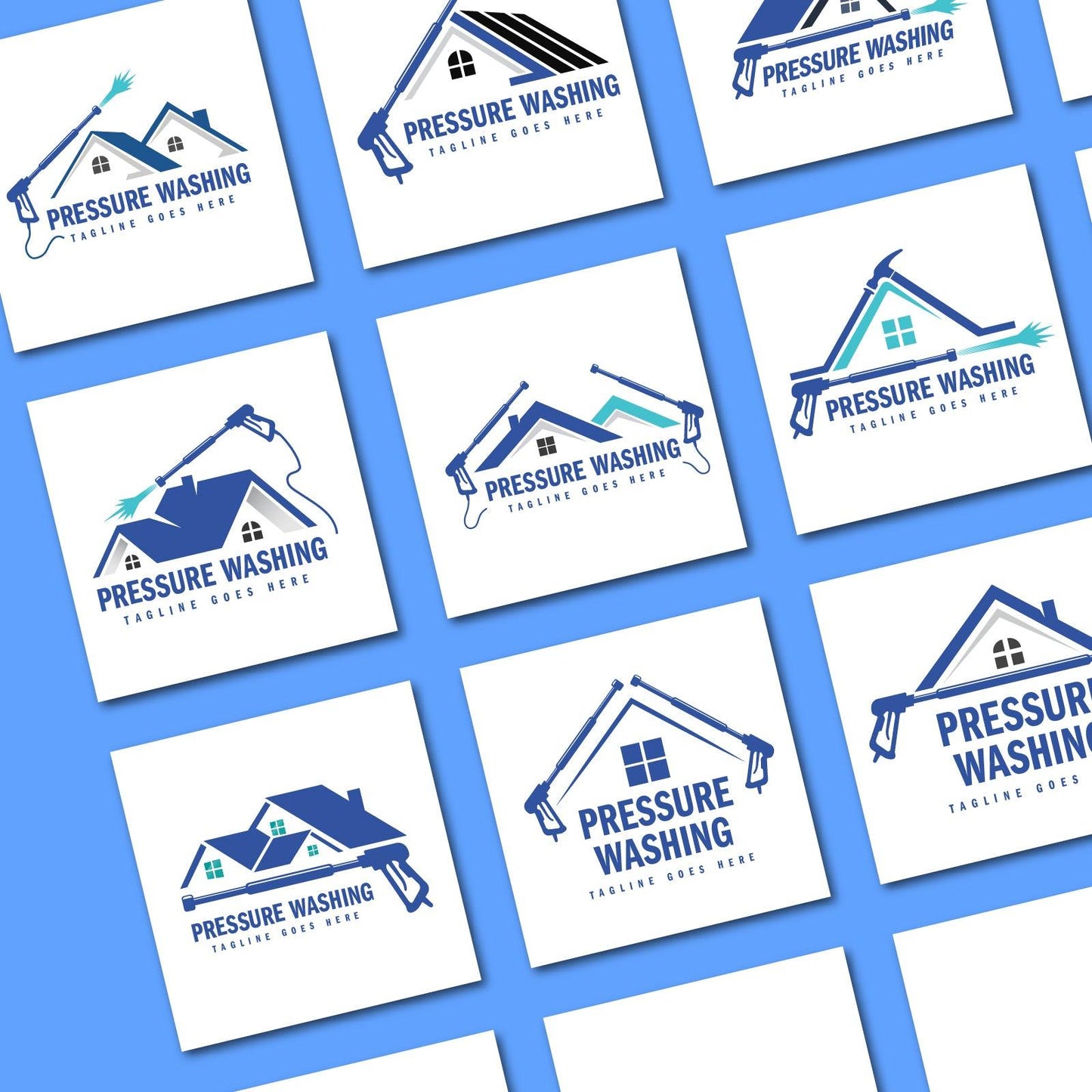 45 Pressure Washing Logo Bundle for Small Business