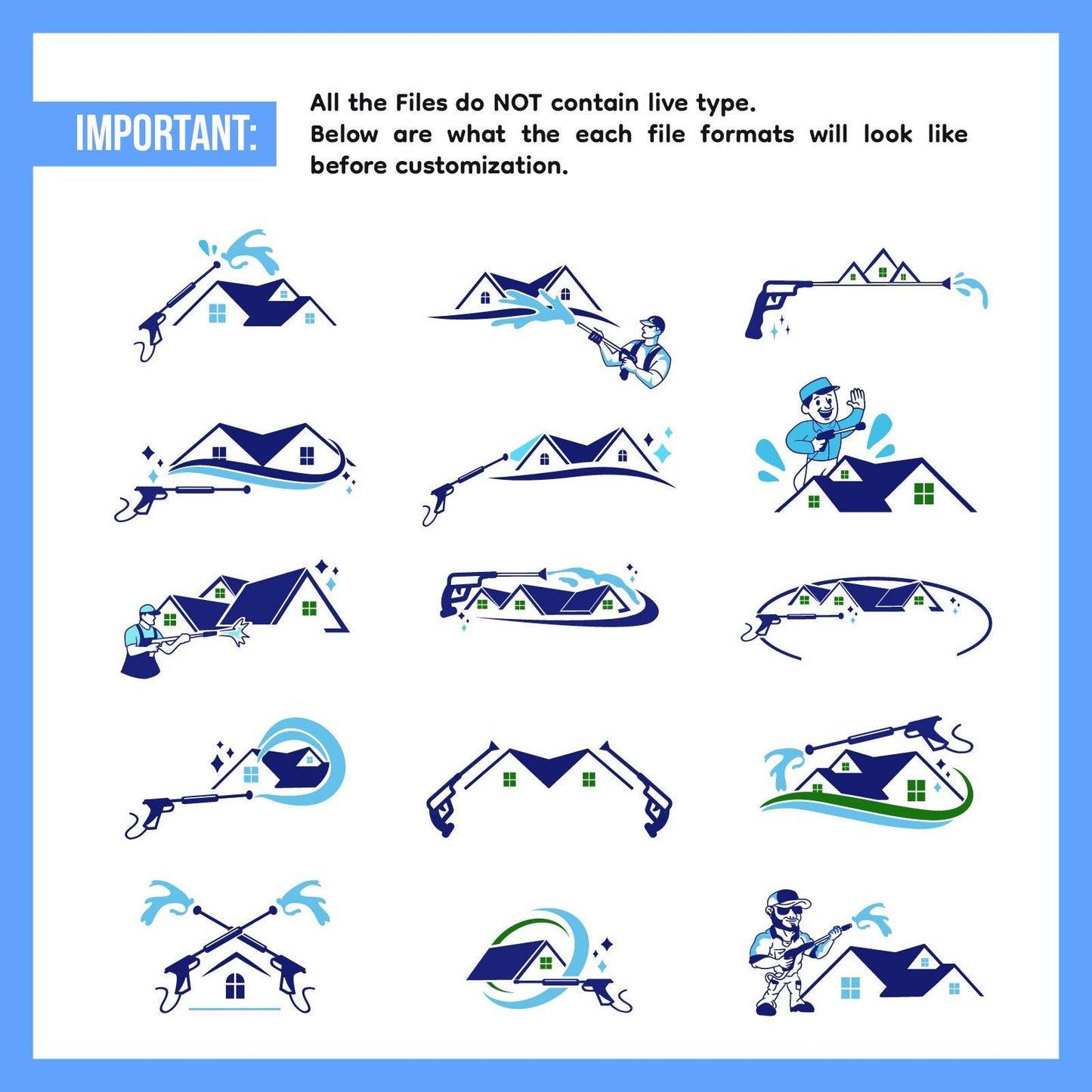 45 Pressure Washing Logo Bundle for Small Business