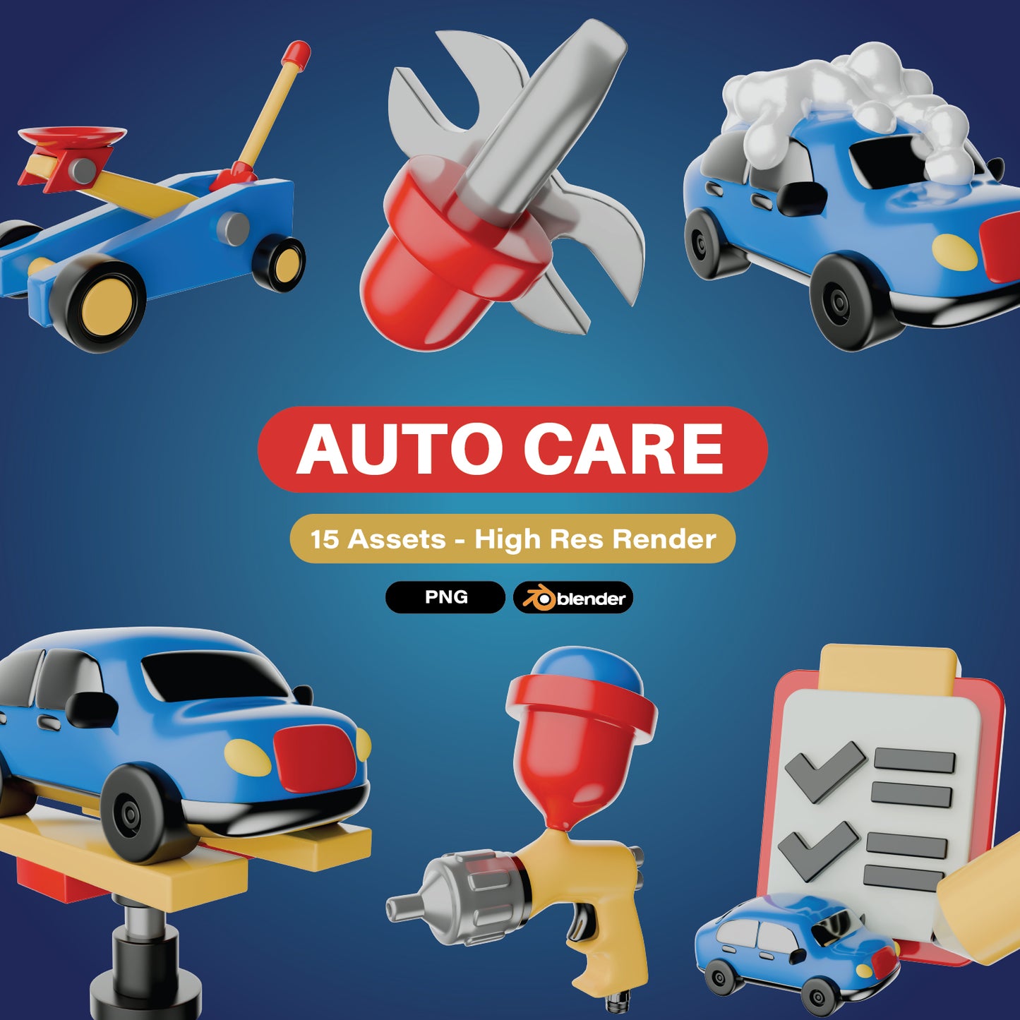 Auto Care 3d Icons Pack for UI/UX