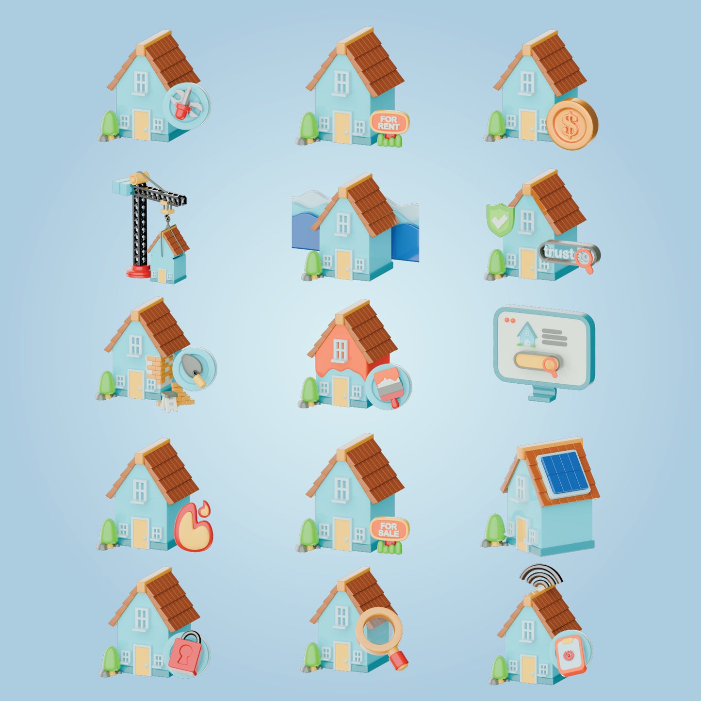 Real Estate 3d Icons Pack for UI/UX