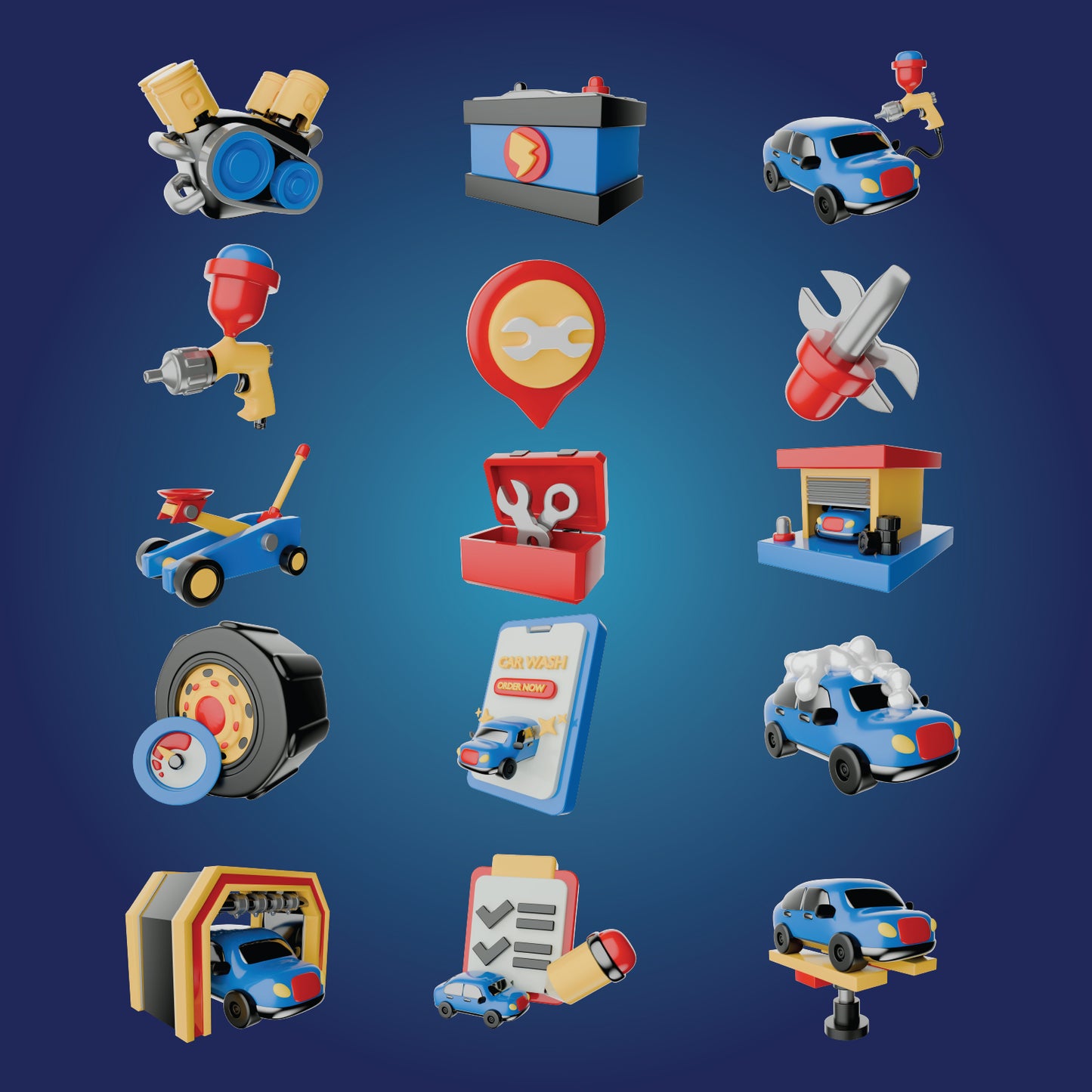 Auto Care 3d Icons Pack for UI/UX