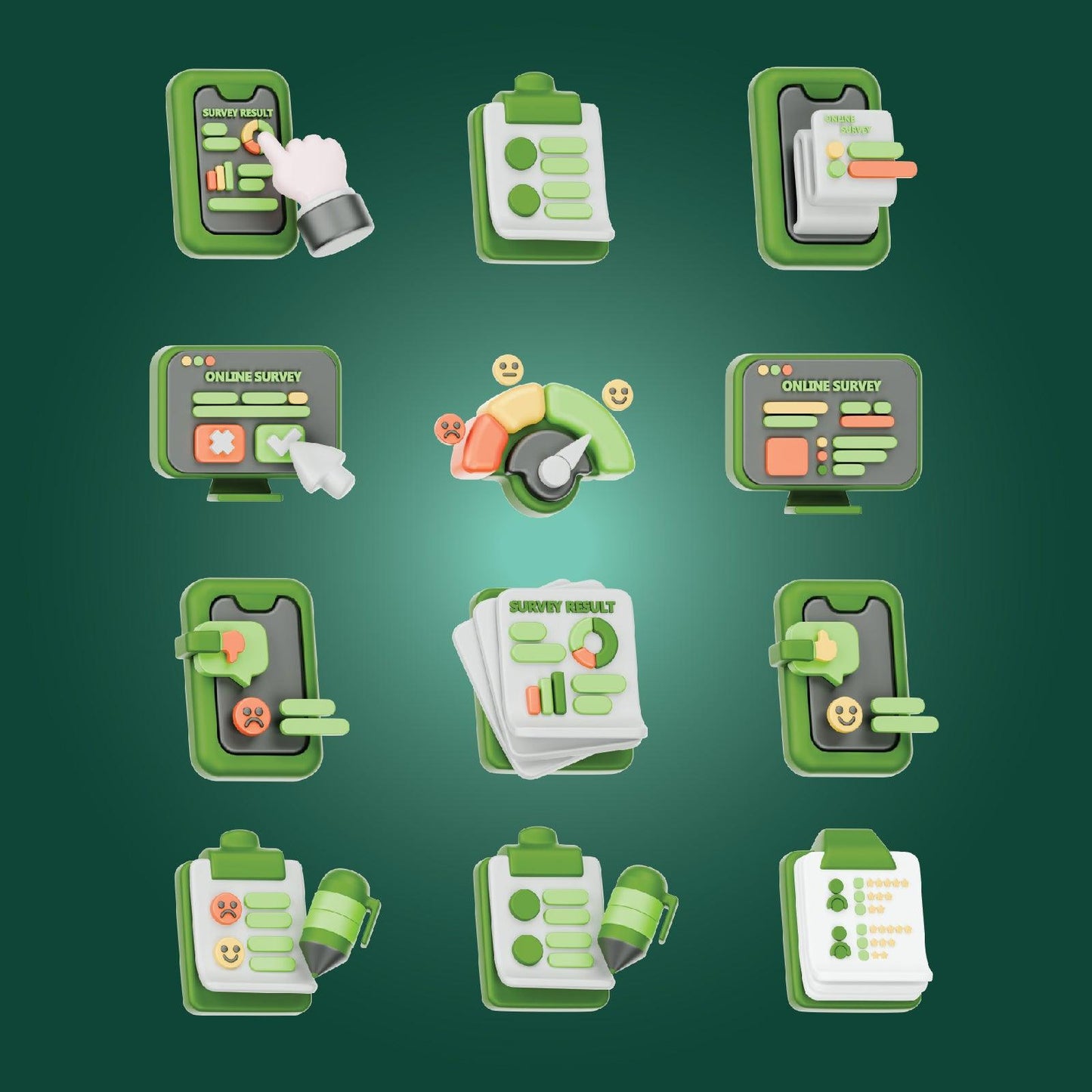 Survey 3d Icons Pack