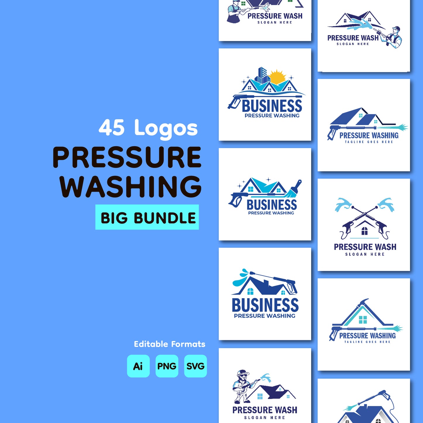 45 Pressure Washing Logo Bundle