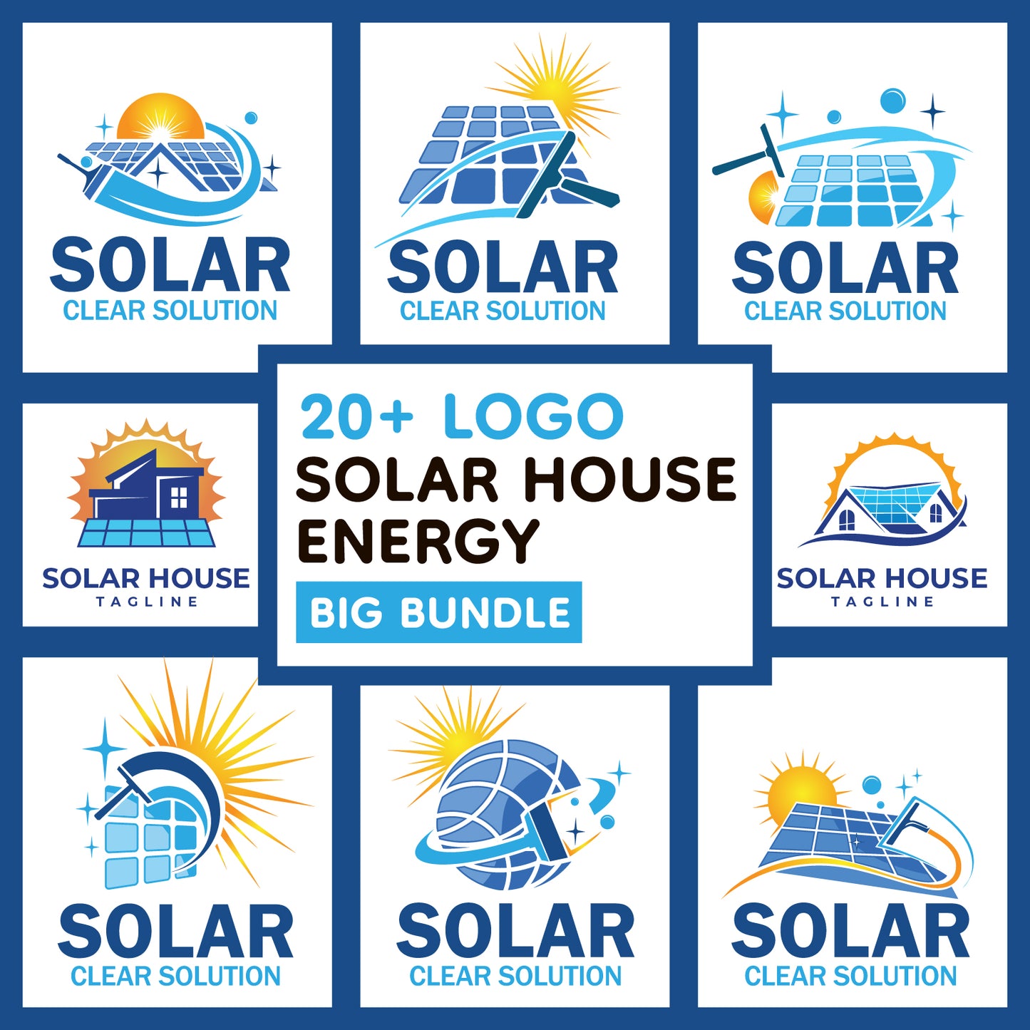 Solar House Repair Logo Bundle