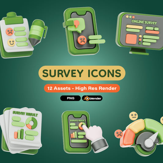 Survey 3d Icons Pack