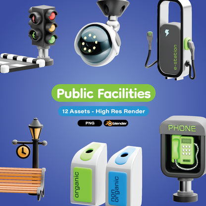 Public Facility 3d Icons Pack