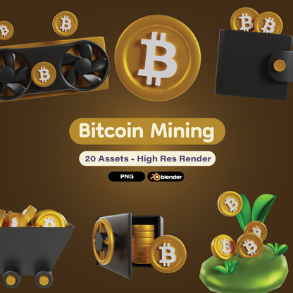 Bitcoin Mining 3d Icons Pack