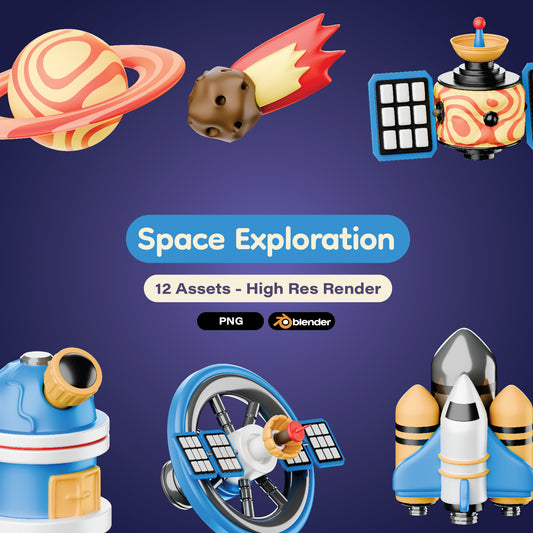 Space Exploration 3d Icons Pack