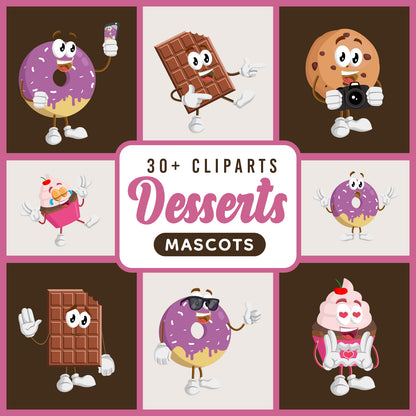 Cute Dessert Mascots Illustration Bundle