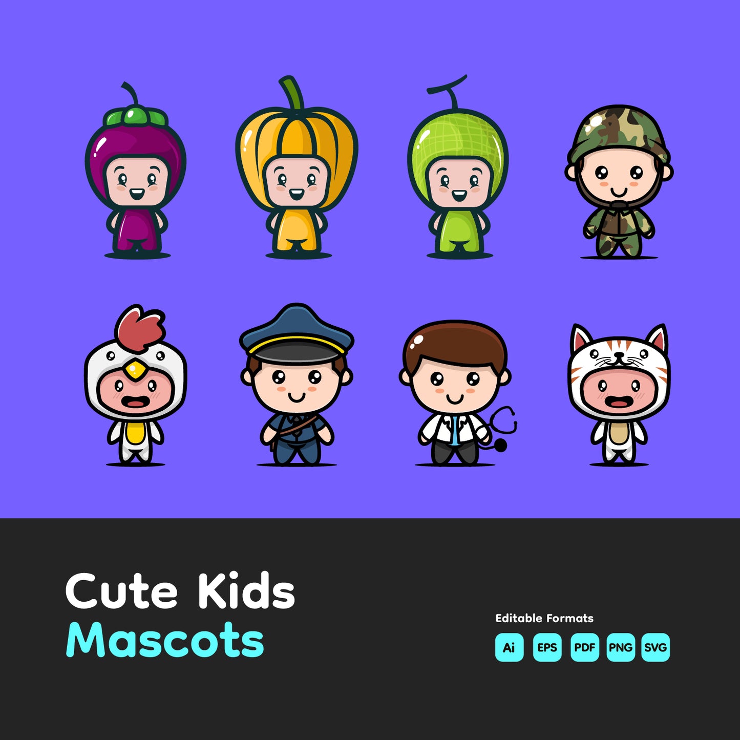 Cute Kids Mascots - Volume 1