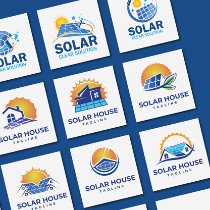 Solar House Repair Logo Bundle