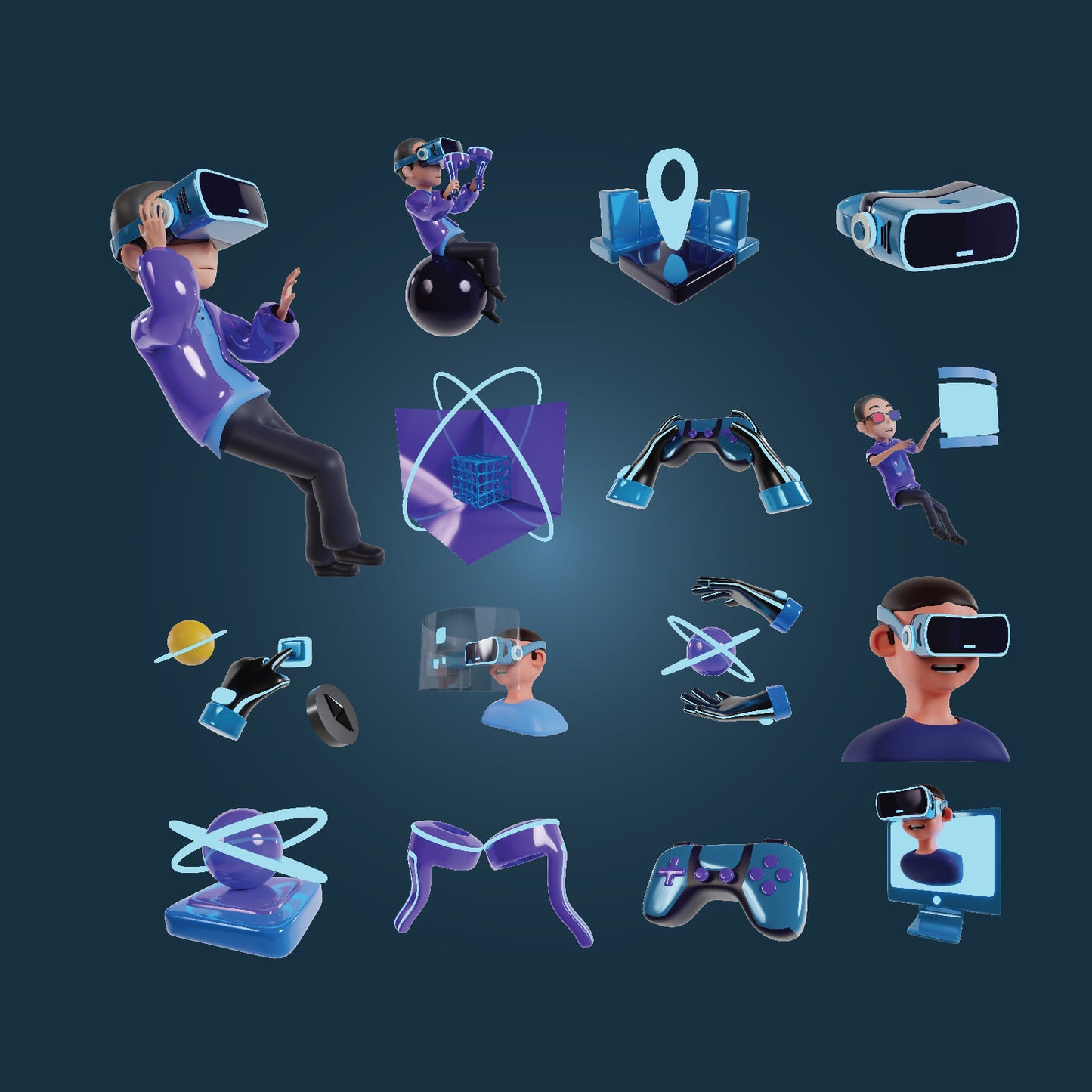 Virtual Reality 3d Icons Pack