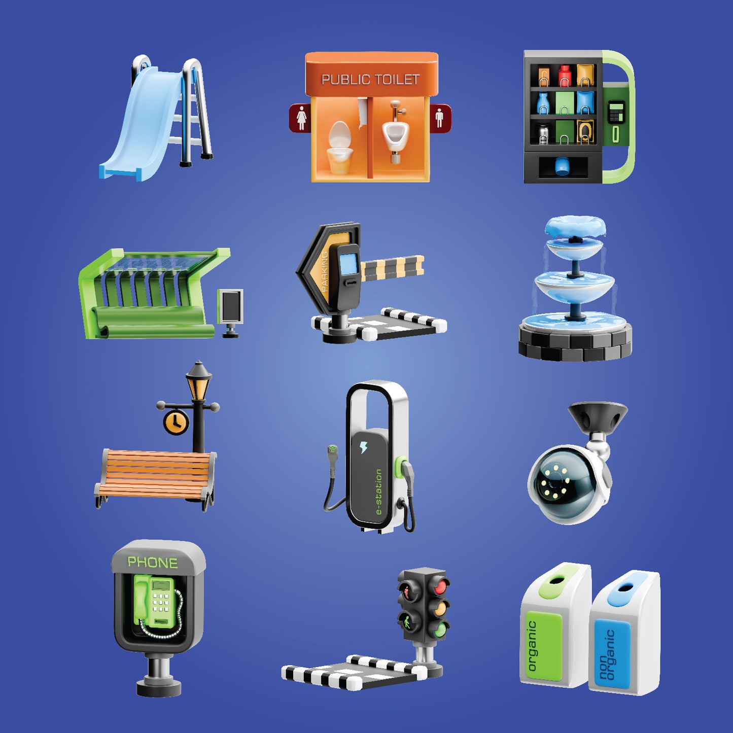 Public Facility 3d Icons Pack