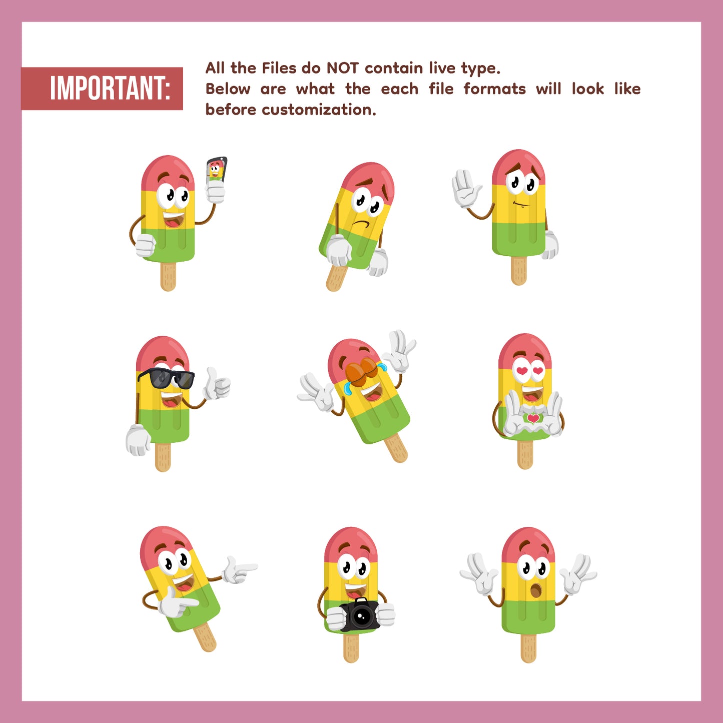 Cute Ice Cream Mascot Illustration Bundle